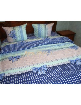 Комплект постельного БЯЗЬ оптом и в розницу, Голубое с бантиками, 0966-3