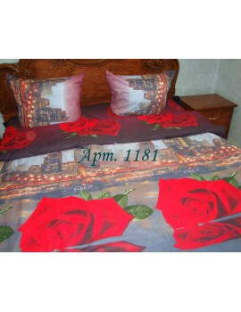 Комплект постельного БЯЗЬ оптом и в розницу, Город+красная роза 1181