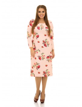 Классическое платье с принтом "Розы" батал ДК-1089
