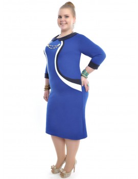 Батальное платье "Грация" синее ДК-417