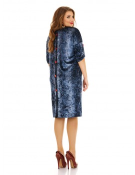 Велюровое платье "Под джинс" с аппликацией роза ДК-1143