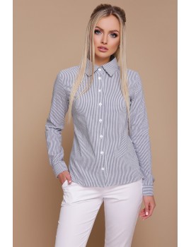 Приталенная женская рубашка в МЕЛКУЮ серую полоску Рубьера, размер S, M, L