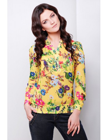 Блуза Весна glam, цв. желтый-цветы, размер S