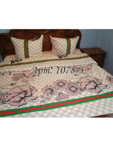 Двуспальный комплект постельного белья из бязи,в стиле Гуччи, бежевое Арт. 1078-3