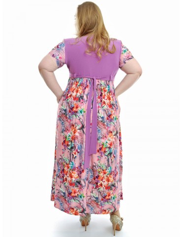Нарядное летнее платье большого размера 48-62 "Декольте-Букет" Арт. 731