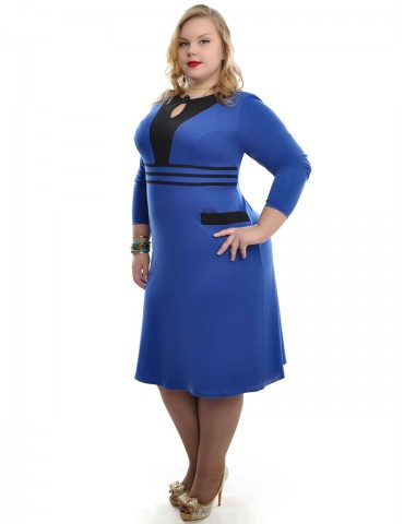 Прямое платье "Капелька" синее ДК-524