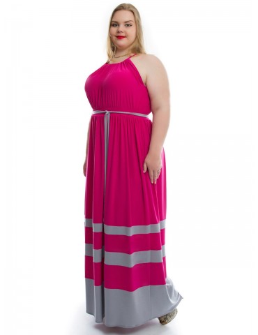 Женские сарафаны больших размеров ярко-розового цвета 592