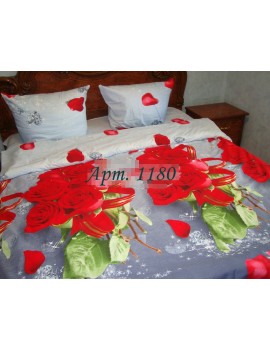 Комплект постельного БЯЗЬ оптом и в розницу, Букет красных роз Арт. 1180