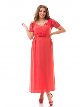 Нарядное летнее платье большого размера 48-62 "Декольте-Гипюр" Арт. 874