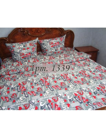 Двуспальный комплект постельного белья из бязи, Love на сером фоне, Арт. 1339