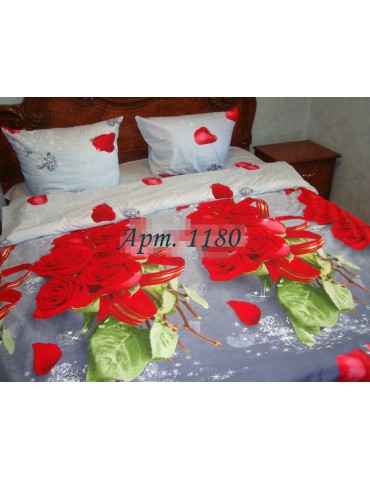 Комплект постельного БЯЗЬ оптом и в розницу, Букет красных роз Арт. 1180